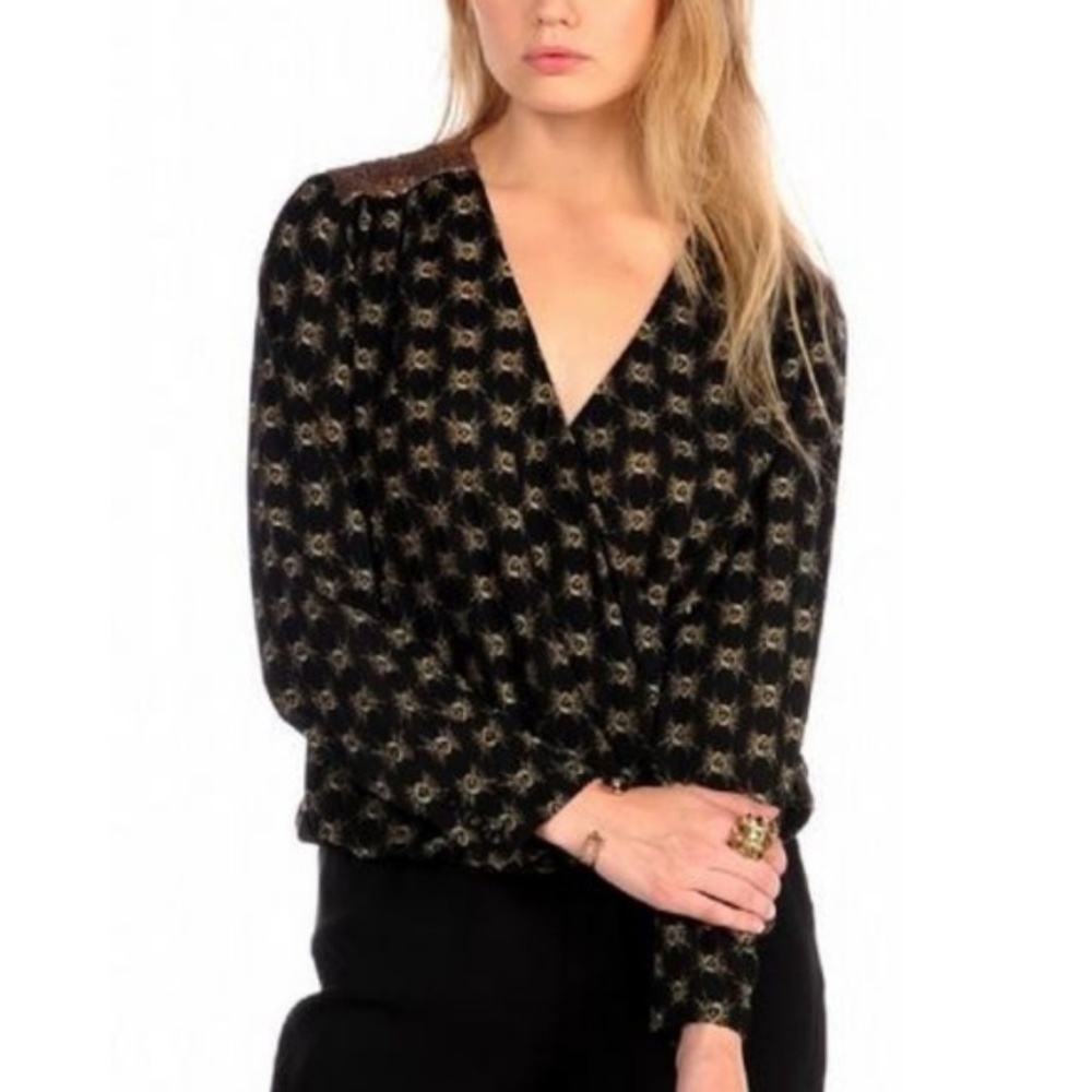 House of Harlow 1960 Deadly Ditsy Deep V top